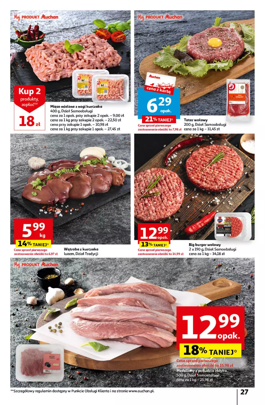 Gazetka promocyjna Auchan - Wielkanoc z najlepszej cenie! Część 2. Hipermarket Auchan - ważna 21.03 do 30.03.2024 - strona 27 - produkty: Burger, Koc, Kurczak, Mięso, Mięso mielone, Tatar wołowy