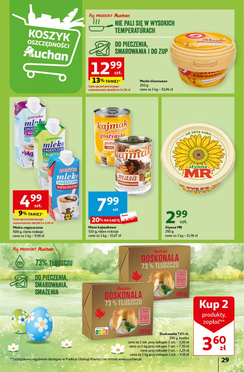 Gazetka promocyjna Auchan - Wielkanoc z najlepszej cenie! Część 2. Hipermarket Auchan - ważna 21.03 do 30.03.2024 - strona 29 - produkty: Masło, Masło klarowane, Mleko, Mleko zagęszczone, Piec, Słynne, Sok