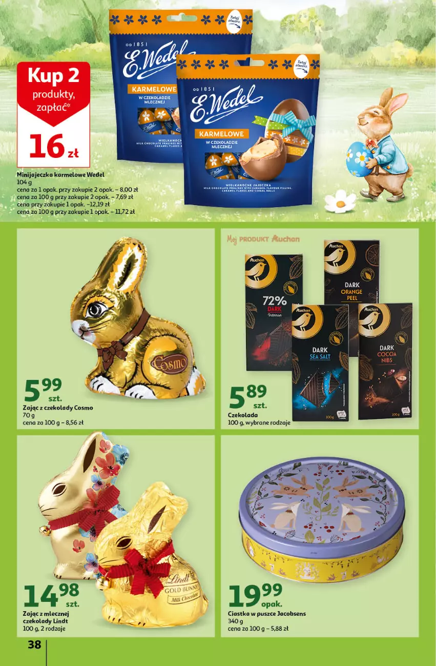 Gazetka promocyjna Auchan - Wielkanoc z najlepszej cenie! Część 2. Hipermarket Auchan - ważna 21.03 do 30.03.2024 - strona 38 - produkty: Ciastka, Czekolada, Jacobs, Lindt