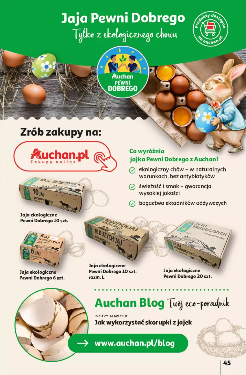 Gazetka promocyjna Auchan - Wielkanoc z najlepszej cenie! Część 2. Hipermarket Auchan - ważna 21.03 do 30.03.2024 - strona 45 - produkty: Jaja, LG, Por, Sok