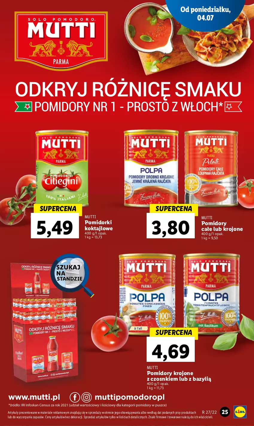 Gazetka promocyjna Lidl - GAZETKA - ważna 04.07 do 06.07.2022 - strona 25 - produkty: Bazyl, Pomidorki, Pomidory, Pomidory krojone