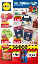 Gazetka promocyjna Lidl - GAZETKA - Gazetka - ważna od 06.07 do 06.07.2022 - strona 1 - produkty: Mięso mielone, Mięso mielone z łopatki wieprzowej, Ser, Por, Gra, Mascarpone, Lody, Pepsi, Waga, Pomidory, Mięso