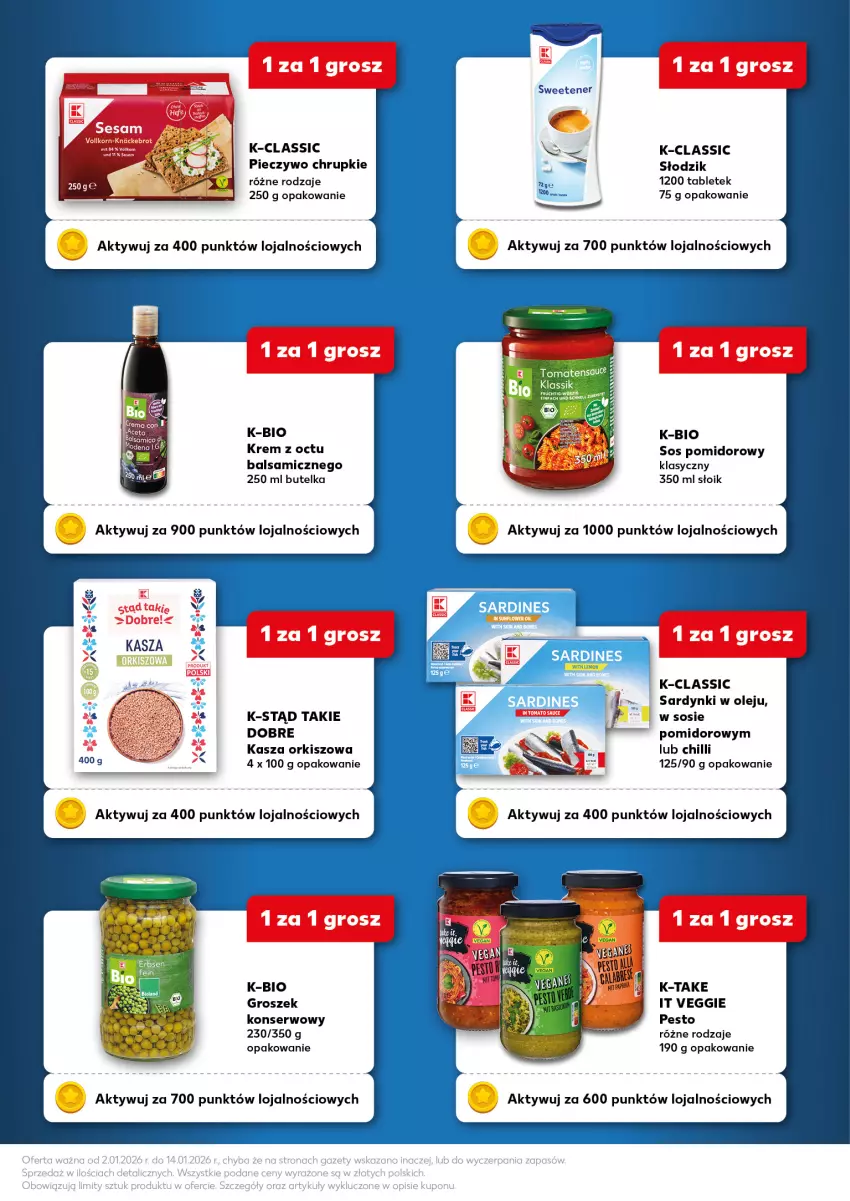 Gazetka promocyjna Kaufland - Kaufland - ważna 02.01 do 14.01.2026 - strona 5 - produkty: Bols, Chrupki, Groszek, Kasza, Olej, Pesto, Piec, Pieczywo, Pieczywo chrupkie, Sardynki, Ser, Sos, Sos pomidorowy, Tablet