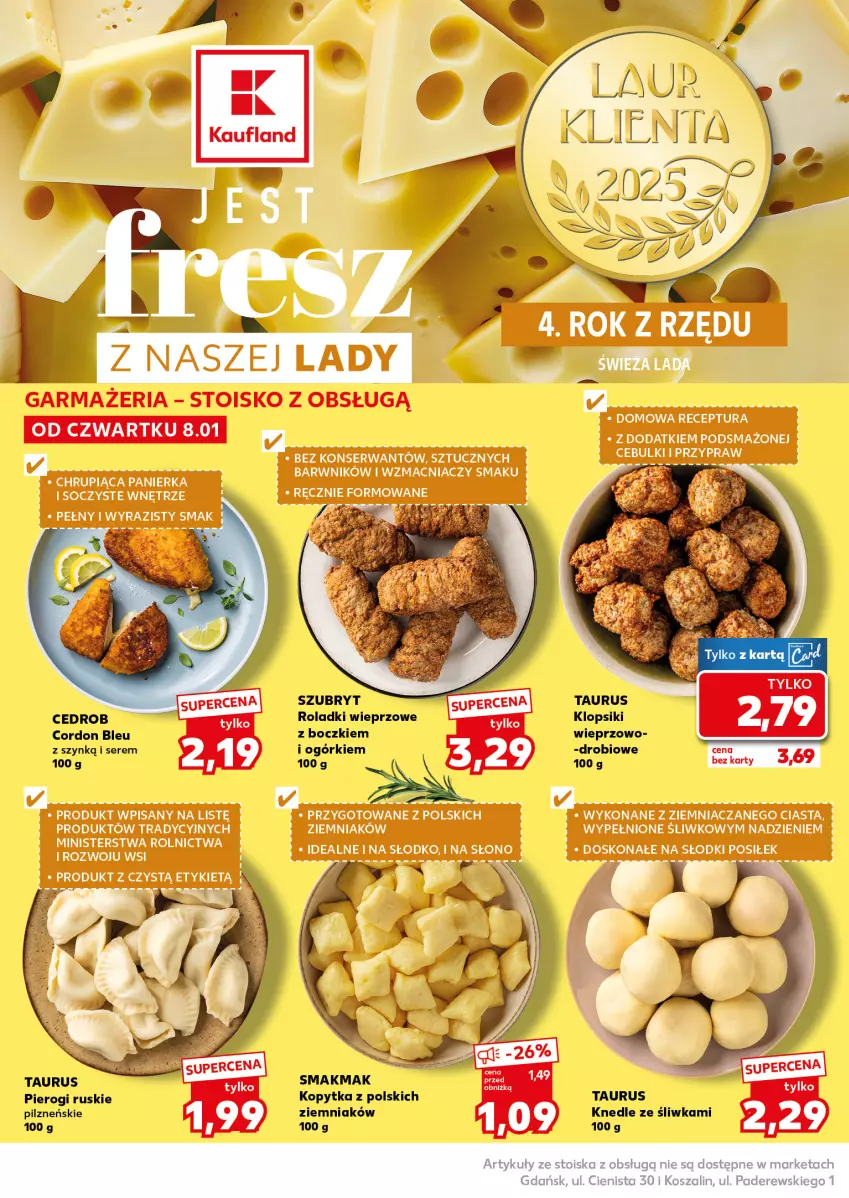 Gazetka promocyjna Kaufland - Mocny Start - ważna 12.01 do 14.01.2026 - strona 14 - produkty: Cordon Bleu, Klopsiki, Knedle, Kopytka, Kosz, Pierogi, Ser, Szal, Szubryt
