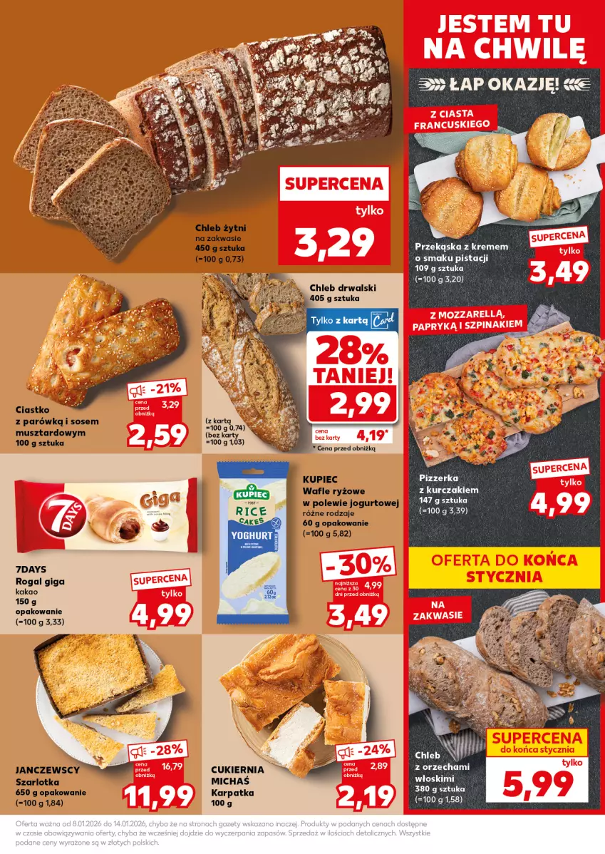 Gazetka promocyjna Kaufland - Mocny Start - ważna 12.01 do 14.01.2026 - strona 17 - produkty: Chleb, Cukier, Jogurt, Kakao, Karp, Kupiec, Kurczak, Mus, Piec, Rogal, Ryż, Sos, Szarlotka, Wafle
