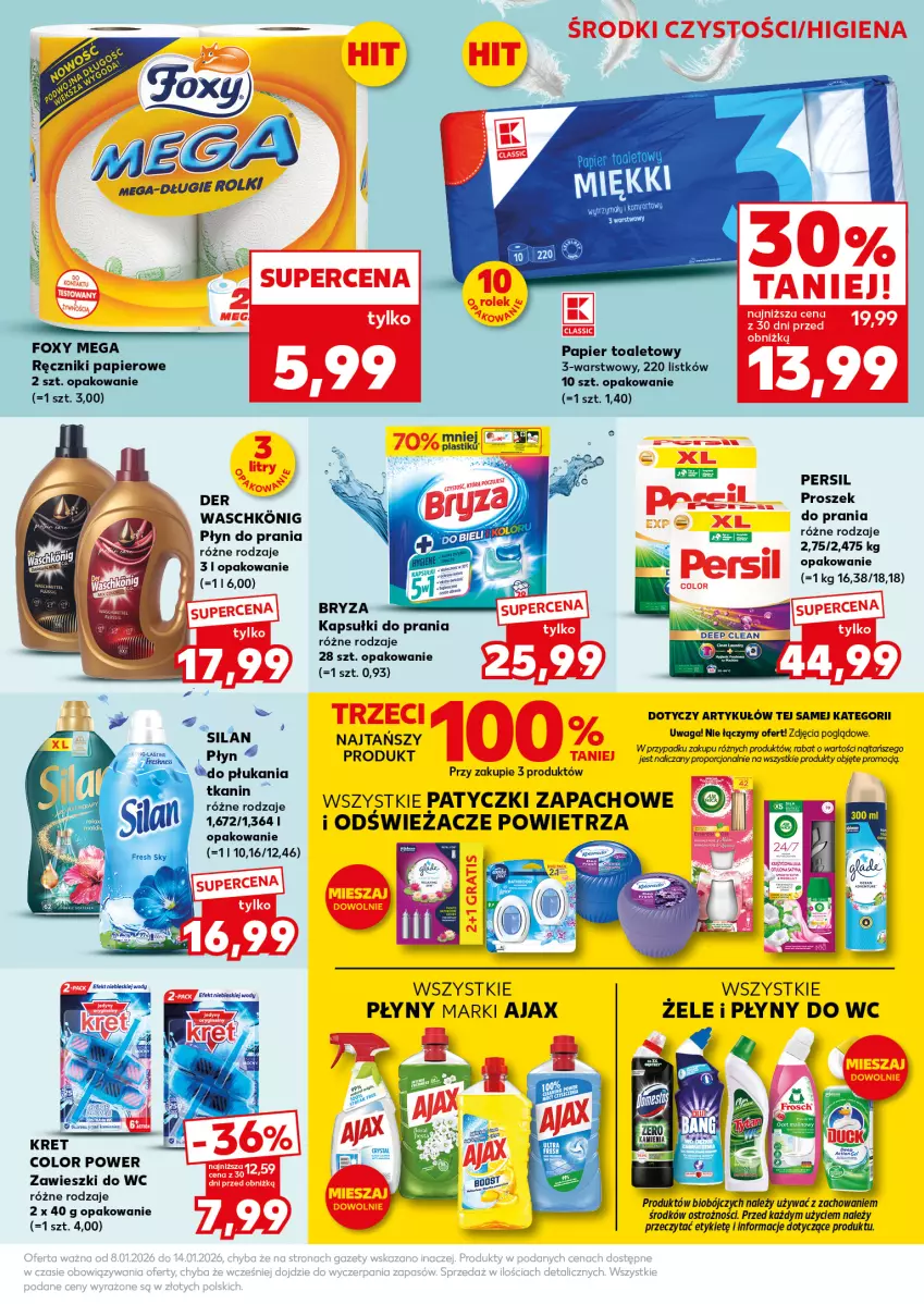 Gazetka promocyjna Kaufland - Mocny Start - ważna 12.01 do 14.01.2026 - strona 19 - produkty: Ajax, Bryza, Foxy, Kapsułki do prania, Kret, Papier, Papier toaletowy, Persil, Płyn do prania, Por, Ręcznik, Ręczniki papierowe, Waga, Zawieszki