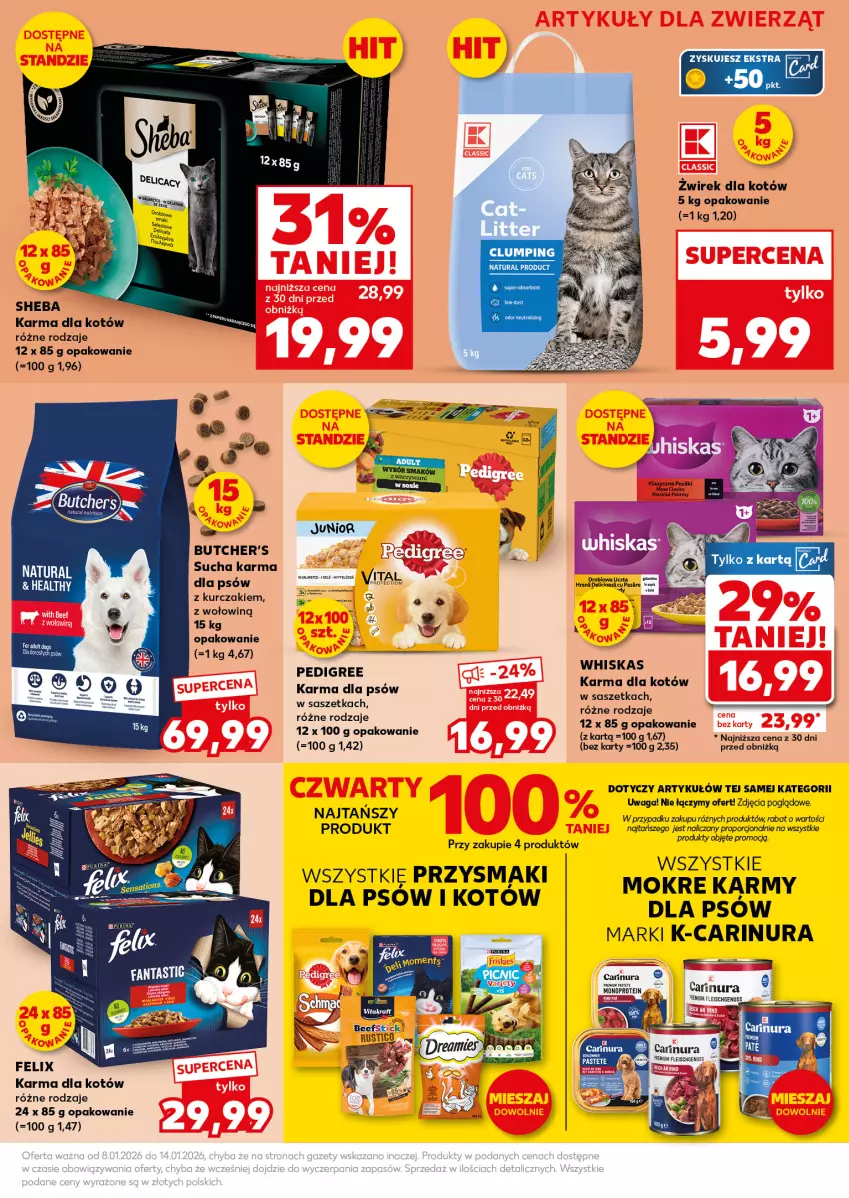 Gazetka promocyjna Kaufland - Mocny Start - ważna 12.01 do 14.01.2026 - strona 21 - produkty: Butcher's, Kurczak, Pedigree, Por, Przysmaki, Rust, Sati, Sheba, Sucha karma, Waga, Whiskas