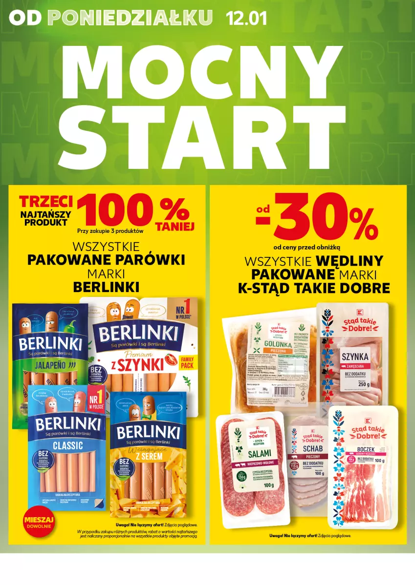 Gazetka promocyjna Kaufland - Mocny Start - ważna 12.01 do 14.01.2026 - strona 4 - produkty: Berlinki, Parówki, Piec, Por, Schab pieczony, Waga