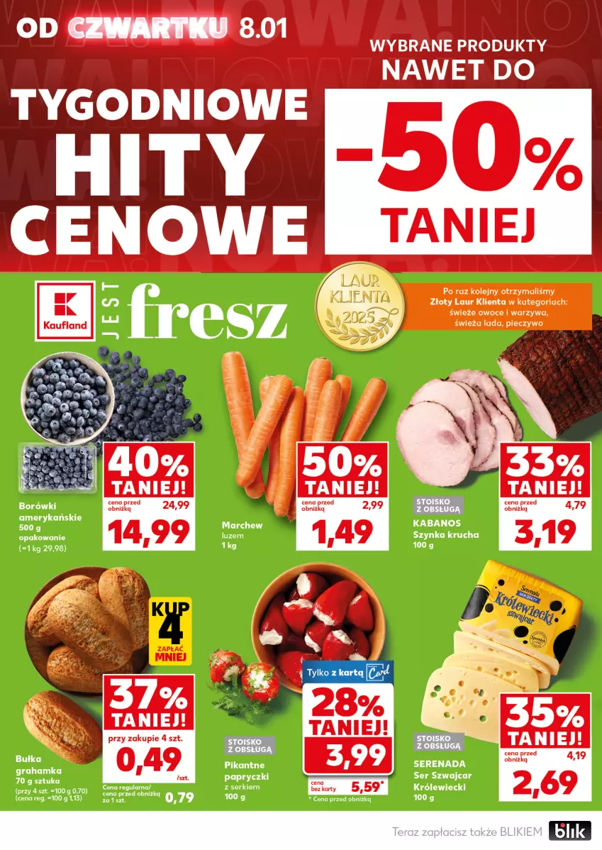 Gazetka promocyjna Kaufland - Mocny Start - ważna 12.01 do 14.01.2026 - strona 6 - produkty: Kabanos, Laur, Olej, Owoce, Piec, Pieczywo, Szynka, Tera, Warzywa