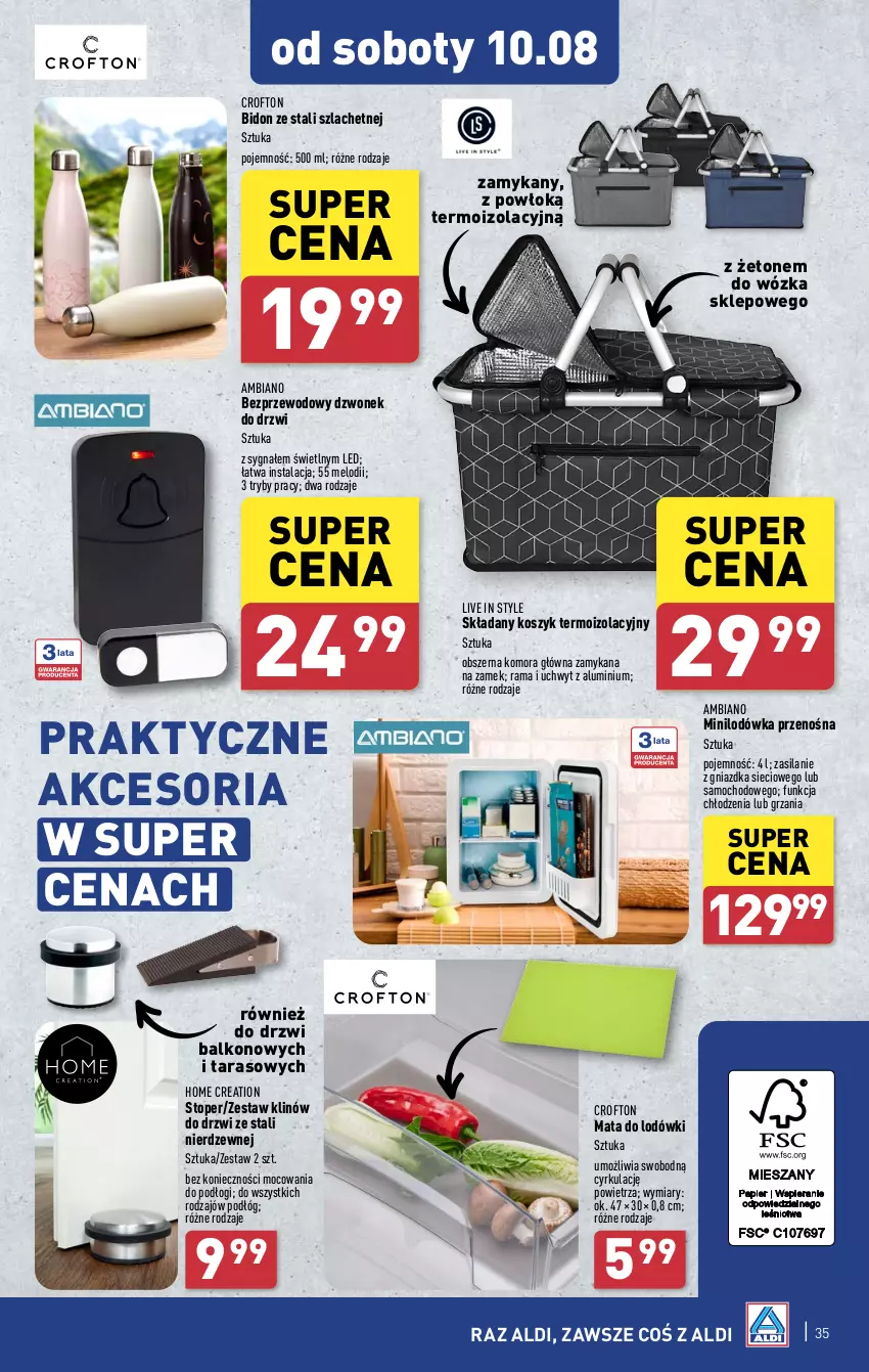 Gazetka promocyjna Aldi - Pełna oferta - ważna 05.08 do 10.08.2024 - strona 35 - produkty: Drzwi, Dzwonek, Kosz, Lodówka, Rama, Silan, Top