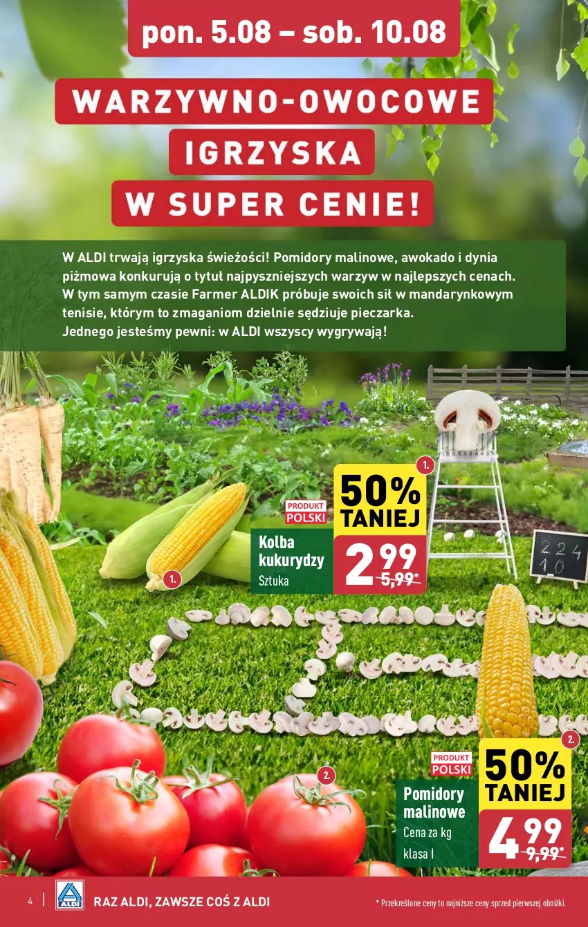 Gazetka promocyjna Aldi - Pełna oferta - ważna 05.08 do 10.08.2024 - strona 4 - produkty: Fa, Gry, Piec, Pieczarka, Pomidory