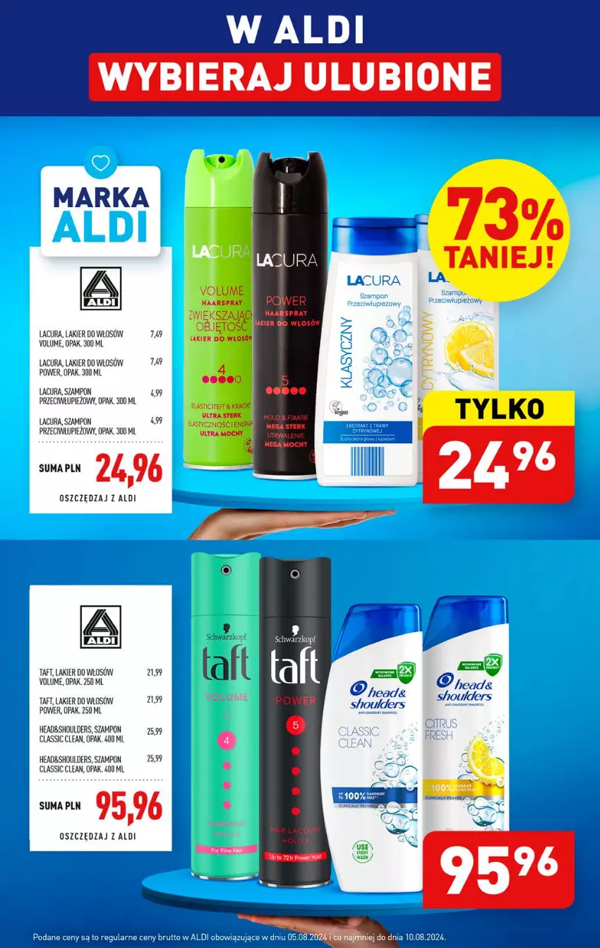 Gazetka promocyjna Aldi - Pełna oferta - ważna 05.08 do 10.08.2024 - strona 9 - produkty: Lakier, Lakier do włosów, Szampon, Taft