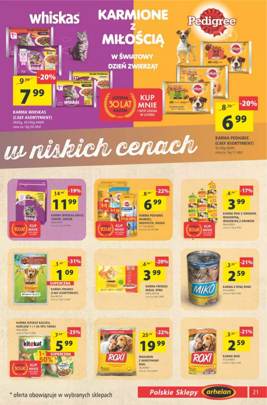 Gazetka promocyjna Arhelan - Gazetka - ważna 24.09 do 03.10.2021 - strona 21 - produkty: Friskies, Kaczka, KiteKat, Kurczak, LG, Mars, Mięso, Ryba, Whiskas