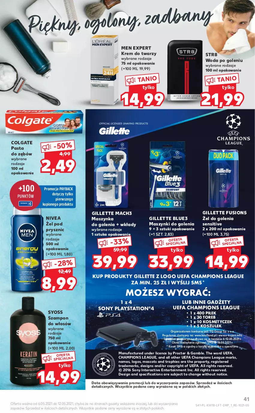 Gazetka promocyjna Kaufland - OFERTA TYGODNIA - ważna 06.05 do 12.05.2021 - strona 41 - produkty: Cif, Colgate, Fa, Fusion, Gillette, Gra, Kosz, Krem do twarzy, LG, Mach3, Maszynka, Maszynka do golenia, Nivea, Pasta do zębów, PlayStation, PlayStation 4, Ser, Sony, Str8, Syoss, Szampon, Szynka, Tera, Woda, Woda po goleniu