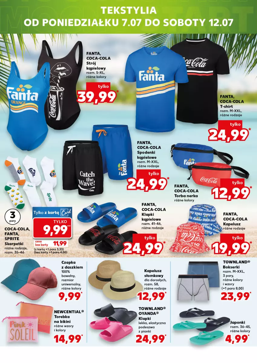 Gazetka promocyjna Kaufland - Kaufland - ważna 03.07 do 09.07.2025 - strona 16 - produkty: Bikini, Bokserki, Coca-Cola, Czapka, Fa, Fanta, Karp, Klapki, Ser, Skarpetki, Sprite, Strój kąpielowy, T-shirt, Torba, Torebka