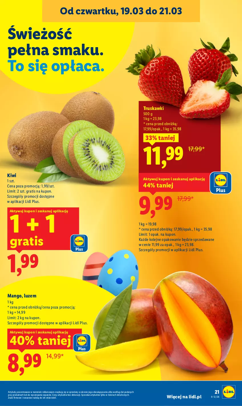 Gazetka promocyjna Lidl - GAZETKA - ważna 19.03 do 21.03.2026 - strona 21 - produkty: Gra, Kiwi, Mango, Olej, Truskawki