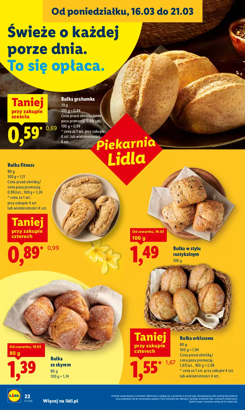 Gazetka promocyjna Lidl - GAZETKA - ważna 19.03 do 21.03.2026 - strona 22 - produkty: Bułka, Bułka fitness, Bułka grahamka, Gra, Por, Rust
