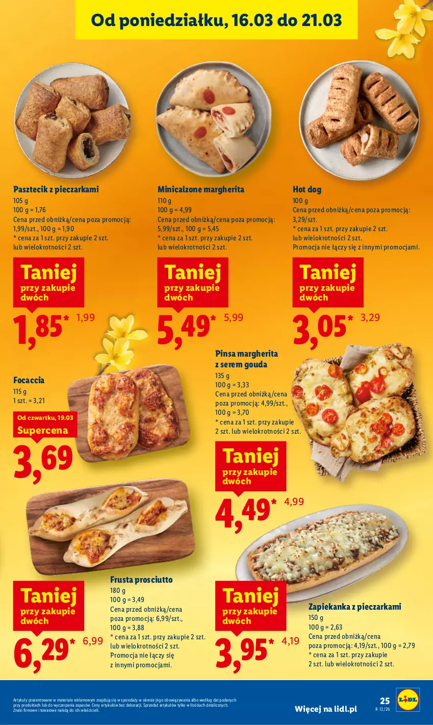Gazetka promocyjna Lidl - GAZETKA - ważna 19.03 do 21.03.2026 - strona 25 - produkty: Focaccia, Gouda, Hot dog, Pasztecik z pieczarkami, Piec, Pieczarka, Prosciutto, Rust, Ser, Zapiekanka