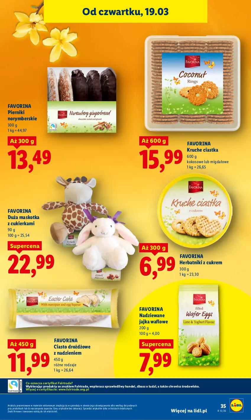 Gazetka promocyjna Lidl - GAZETKA - ważna 19.03 do 21.03.2026 - strona 35 - produkty: Ciastka, Cukier, Fa, Herbatniki, Kokos, Piernik