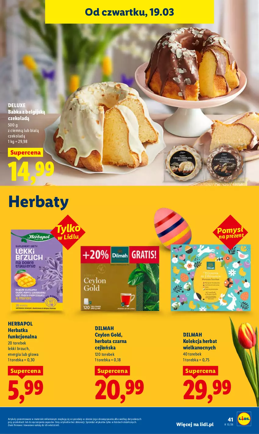 Gazetka promocyjna Lidl - GAZETKA - ważna 19.03 do 21.03.2026 - strona 41 - produkty: Babka, Dilmah, Herbapol, Herbata, Herbata czarna, LG, Torebka