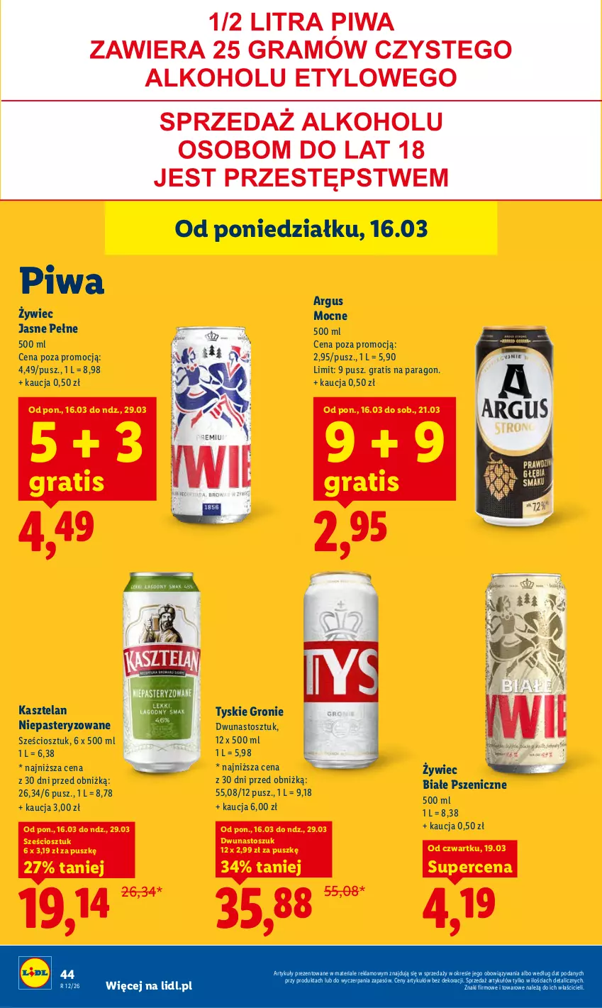 Gazetka promocyjna Lidl - GAZETKA - ważna 19.03 do 21.03.2026 - strona 44 - produkty: Gra, Kasztelan, Piwa, Tyskie