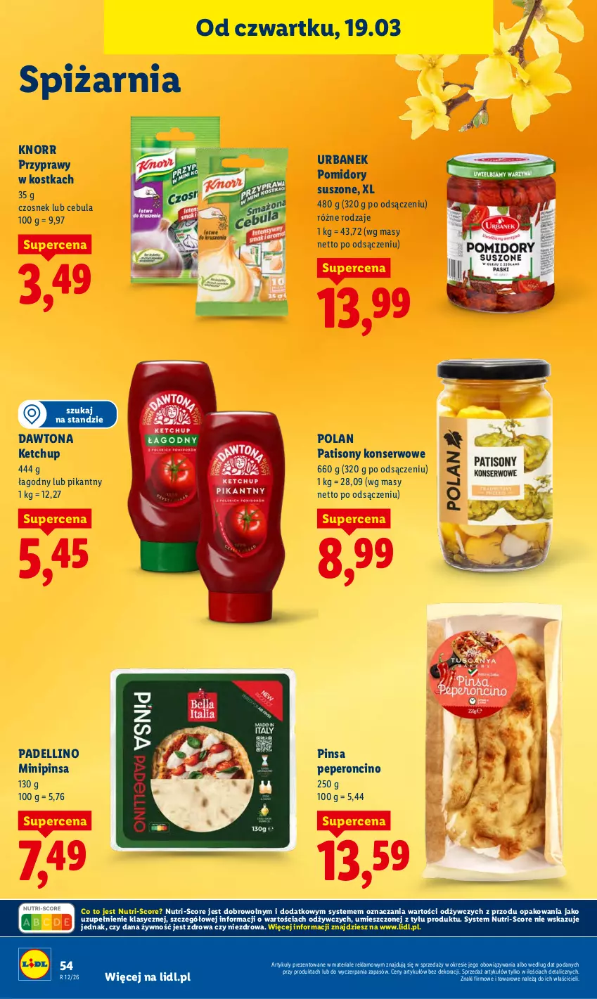 Gazetka promocyjna Lidl - GAZETKA - ważna 19.03 do 21.03.2026 - strona 54 - produkty: Cebula, Czosnek, Dawtona, Dell, Ketchup, Knorr, Pomidory, Przyprawy, Ser, Sony