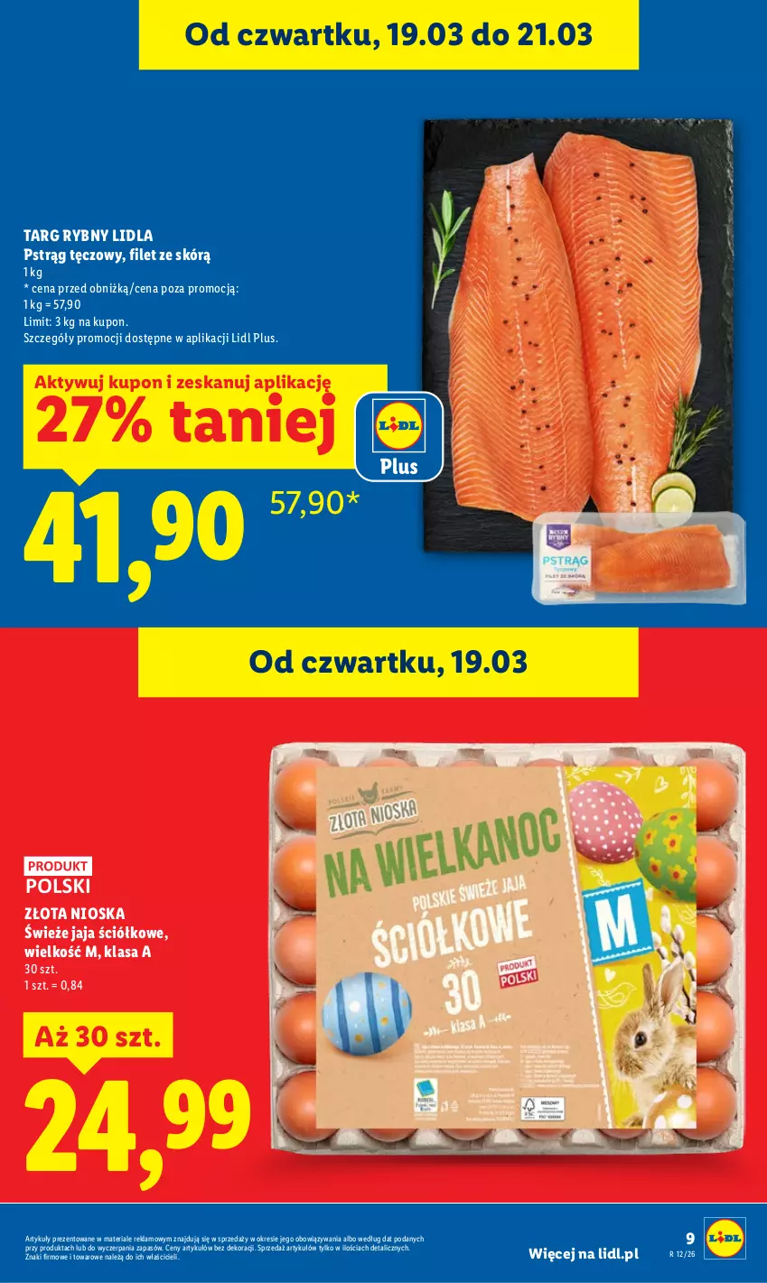 Gazetka promocyjna Lidl - GAZETKA - ważna 19.03 do 21.03.2026 - strona 9 - produkty: Jaja, Pstrąg, Pstrąg tęczowy
