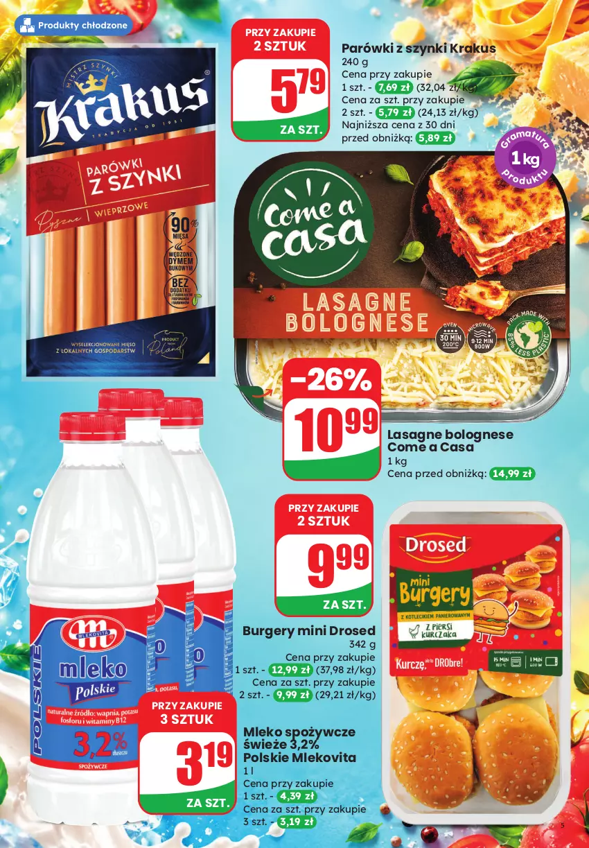 Gazetka promocyjna Dino - Weekendowe okazje - ważna 09.10 do 10.10.2026 - strona 5 - produkty: Burger, Krakus, Lasagne, Lasagne bolognese, Mleko, Mlekovita, Parówki, Parówki z szynki