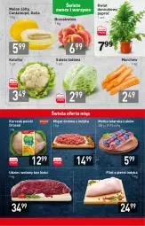 Gazetka promocyjna Stokrotka - Supermarket - Gazetka - ważna od 03.08 do 03.08.2022 - strona 5 - produkty: Kurczak, Kalafior, Sałata lodowa, Filet z piersi indyka, Sałat, Udziec wołowy, Brzoskwinie, Metka tatarska, Melon, Mięso