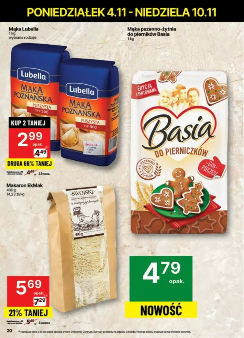 Gazetka promocyjna Delikatesy Centrum - ważna 04.11 do 10.11.2024 - strona 13 - produkty: Basia, Bell, Bella, Lubella, Mąka, Makaron, Piernik, Rum