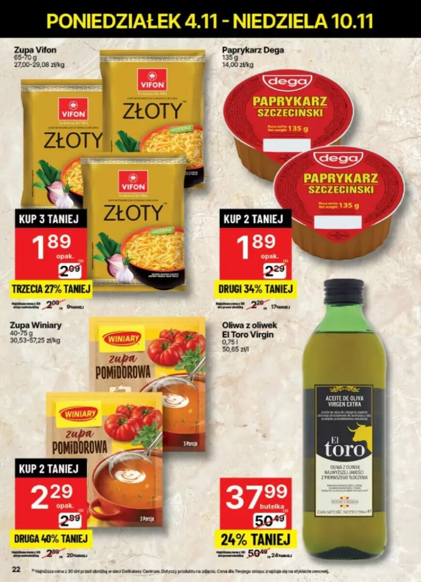 Gazetka promocyjna Delikatesy Centrum - ważna 04.11 do 10.11.2024 - strona 15 - produkty: Gin, Oliwa, Oliwa z oliwek, Papryka, Paprykarz, Paprykarz szczeciński, Rum, Winiary, Zupa