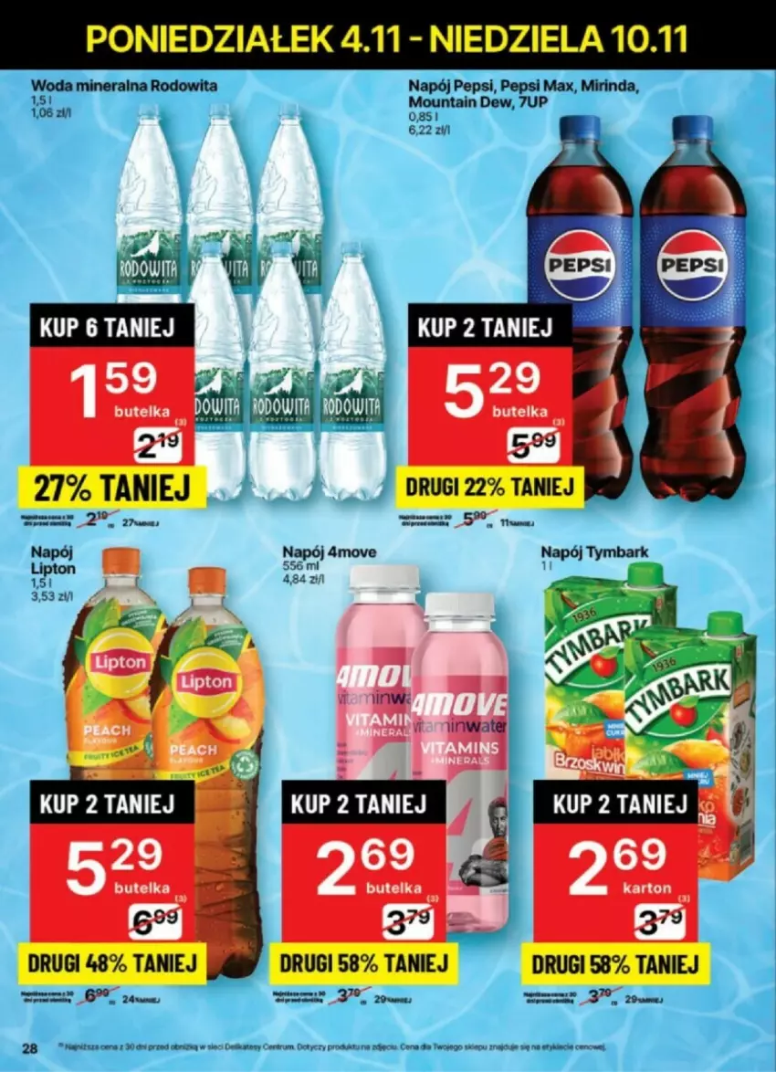 Gazetka promocyjna Delikatesy Centrum - ważna 04.11 do 10.11.2024 - strona 21 - produkty: 7up, Lipton, Mirinda, Napój, Pepsi, Pepsi max, Rum, Woda, Woda mineralna