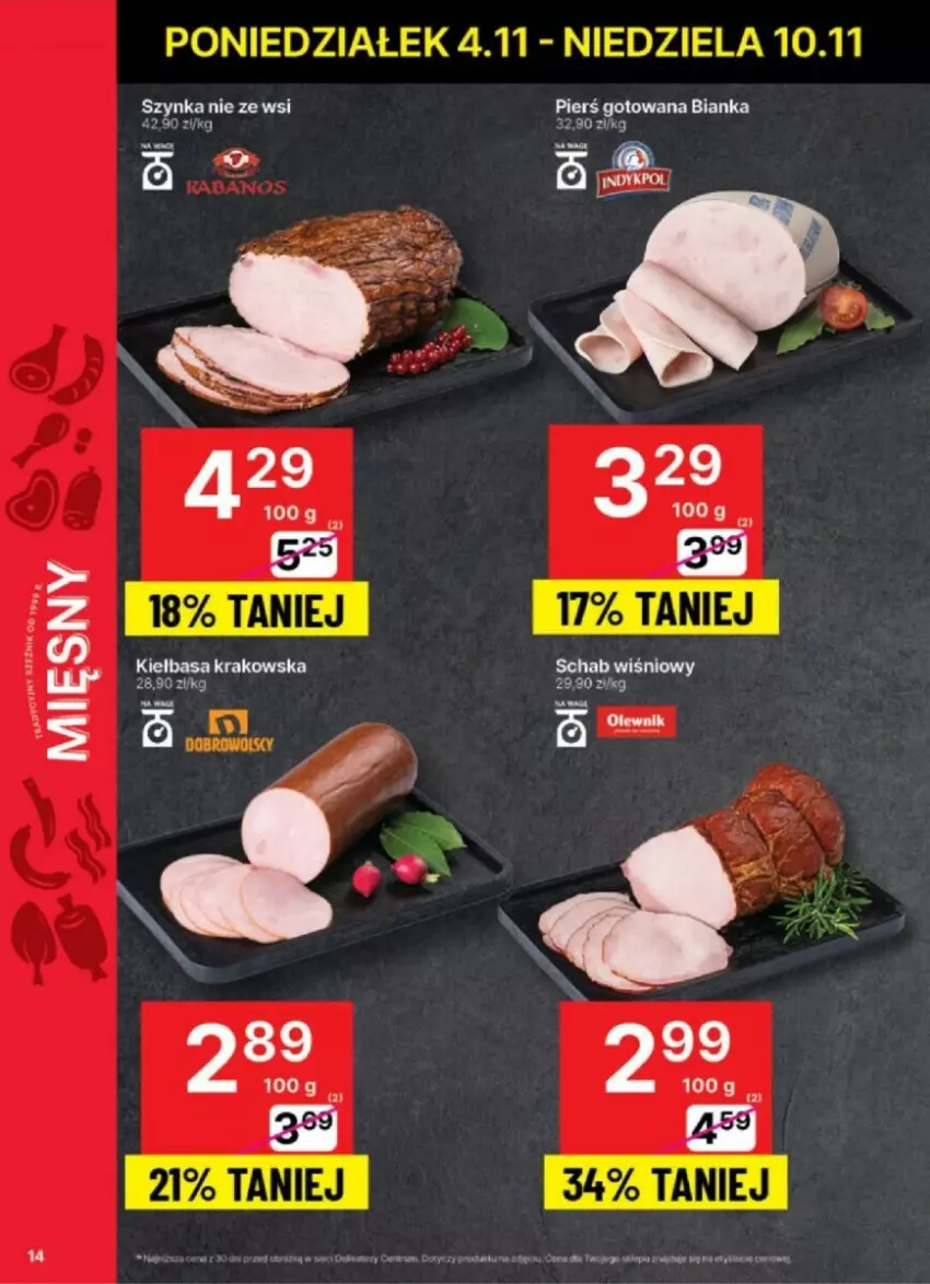 Gazetka promocyjna Delikatesy Centrum - ważna 04.11 do 10.11.2024 - strona 6 - produkty: Bianka, Kiełbasa, Kiełbasa krakowska