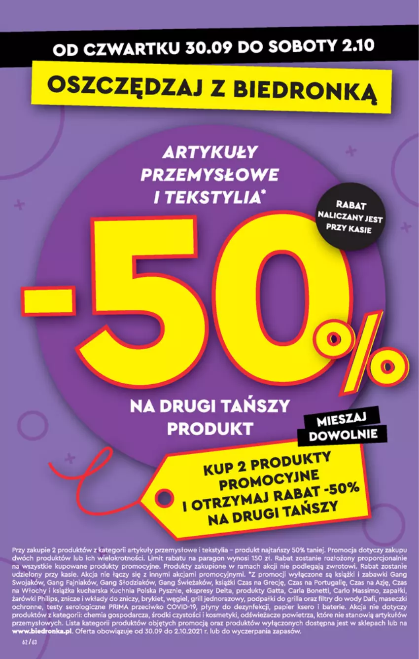 Gazetka promocyjna Biedronka - W tym tygodniu - ważna 30.09 do 06.10.2021 - strona 62 - produkty: Fa, Gatta, Grill, Książka, Kuchnia, Papier, Philips, Por, Prima, Rama, Ser, Znicz