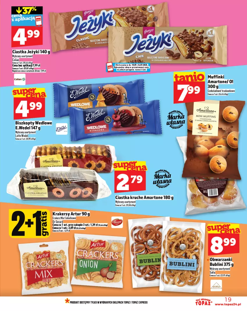 Gazetka promocyjna Topaz - Gazetka - ważna 10.07 do 16.07.2025 - strona 19 - produkty: Artur, Ciastka, Dr Gerard, Jeżyki, Krakersy, Top