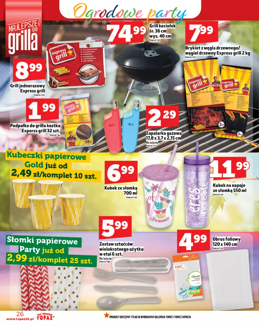 Gazetka promocyjna Topaz - Gazetka - ważna 10.07 do 16.07.2025 - strona 26 - produkty: Grill, Koc, Kubek, Obrus, Papier, Top, Zestaw sztućców