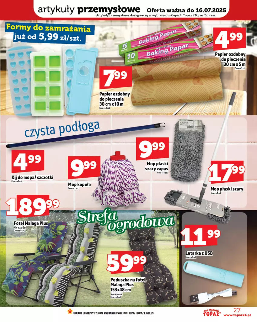 Gazetka promocyjna Topaz - Gazetka - ważna 10.07 do 16.07.2025 - strona 27 - produkty: Mop, Papier, Papier ozdobny, Piec, Top