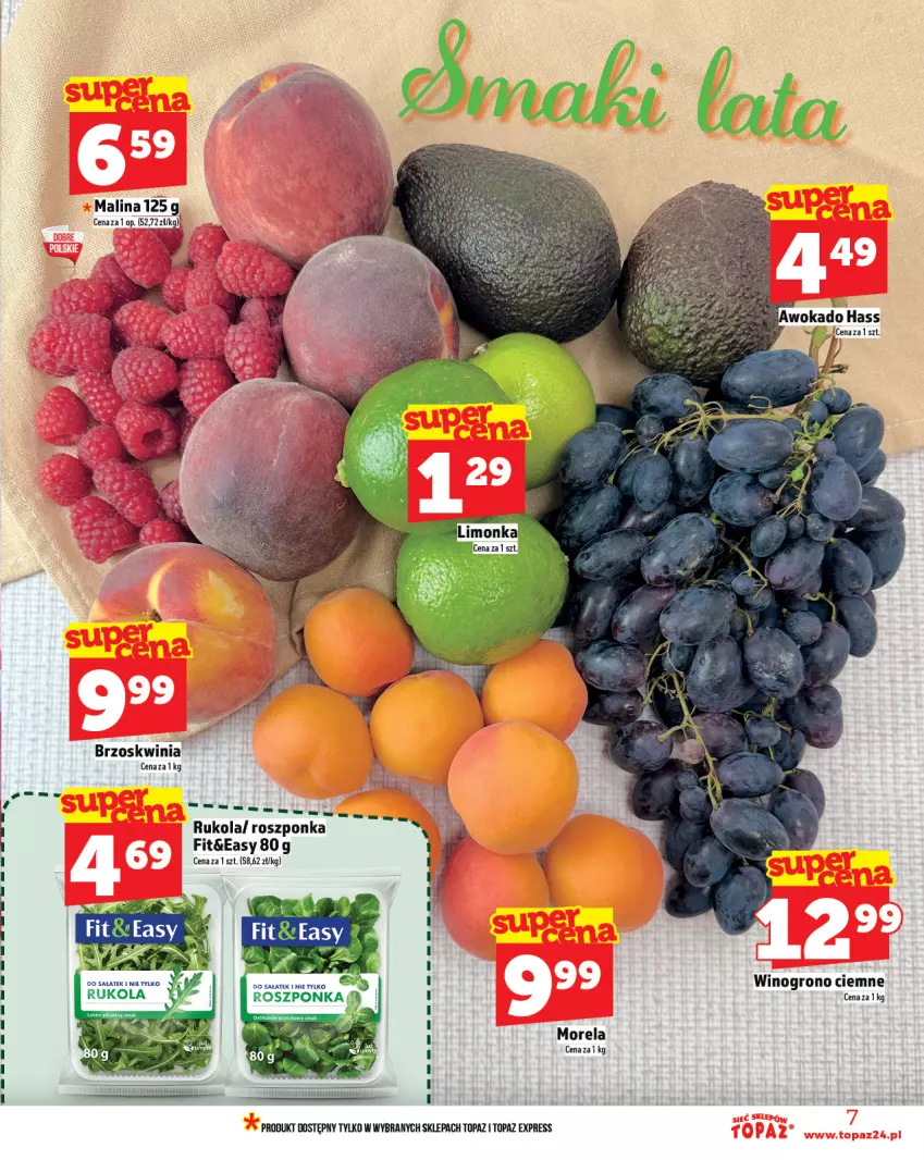 Gazetka promocyjna Topaz - Gazetka - ważna 10.07 do 16.07.2025 - strona 7 - produkty: Morela, Roszponka, Rukola, Top, Wino