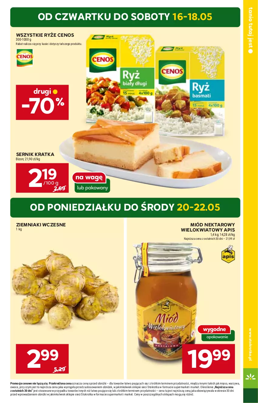 Gazetka promocyjna Stokrotka - Supermarket - ważna 16.05 do 22.05.2024 - strona 5 - produkty: Cenos, Miód, Nektar, Ryż, Ser, Ziemniaki