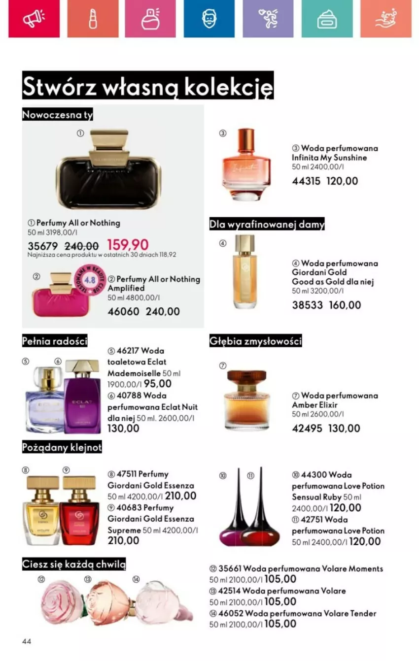 Gazetka promocyjna Oriflame - ważna 19.01 do 08.02.2025 - strona 104 - produkty: Eclat, Giordani Gold, Klej, Moments, Perfum, Sensual, Volare, Woda, Woda perfumowana, Woda toaletowa