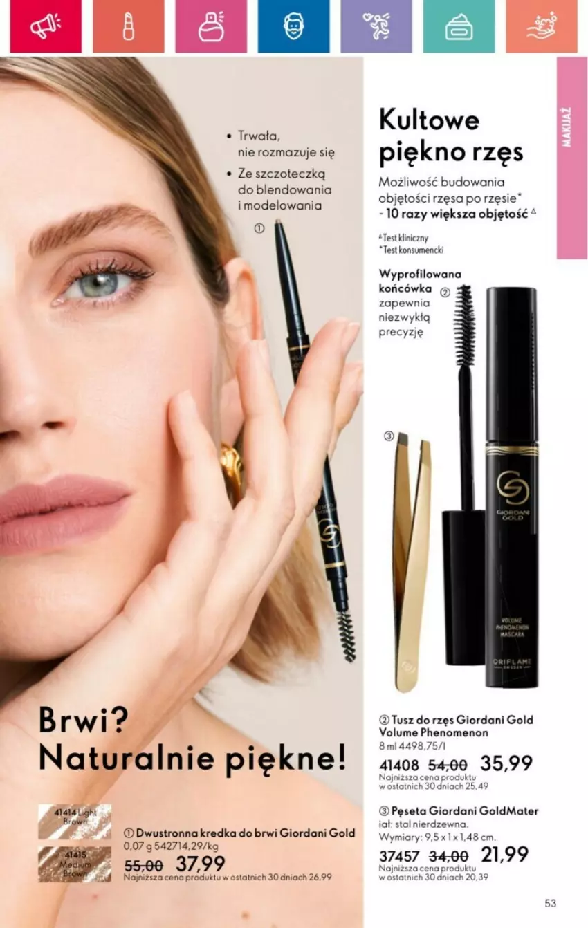 Gazetka promocyjna Oriflame - ważna 19.01 do 08.02.2025 - strona 114 - produkty: Giordani Gold, Kredka, Kredka do brwi, Pęseta, Tusz