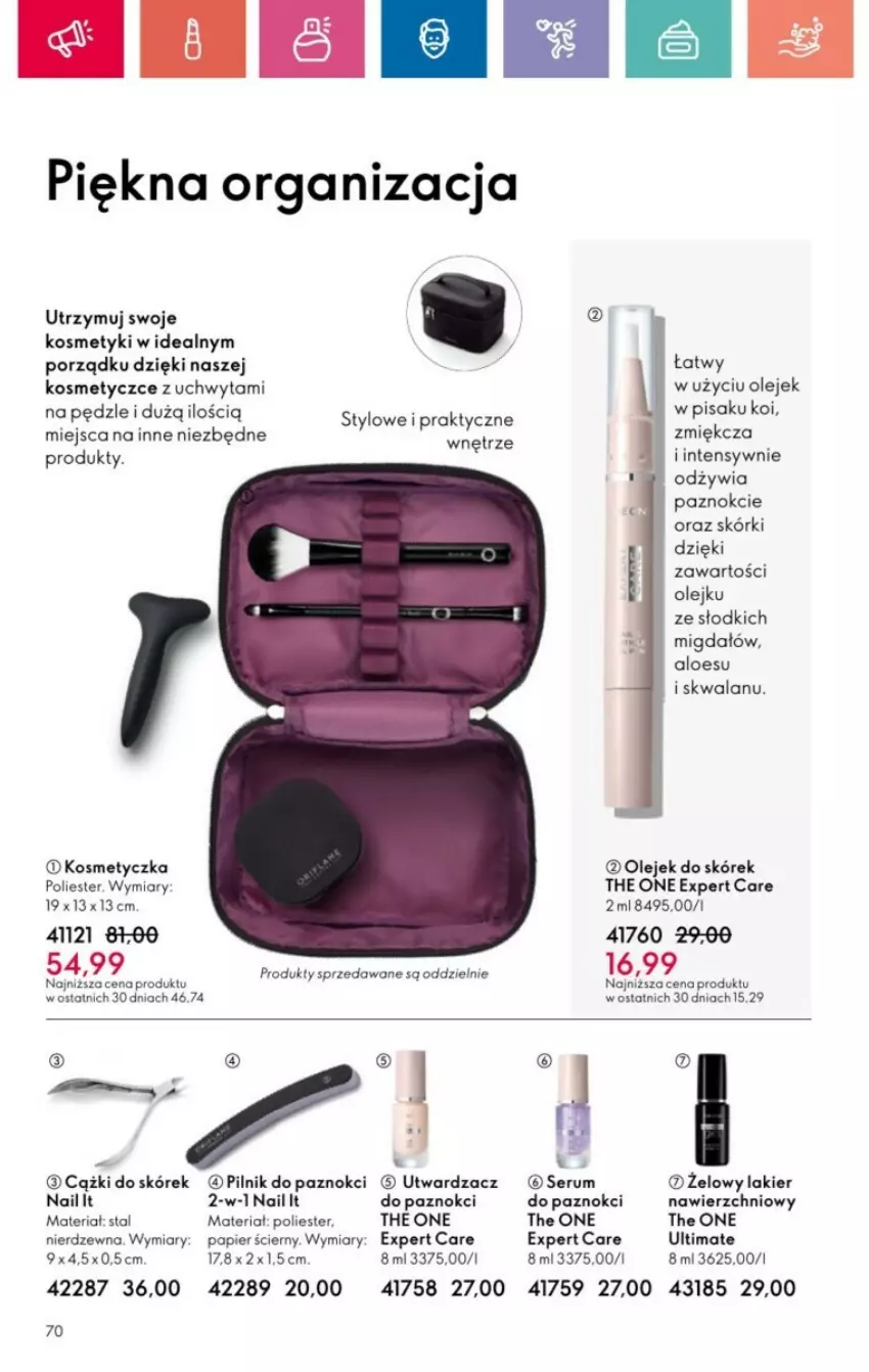 Gazetka promocyjna Oriflame - ważna 19.01 do 08.02.2025 - strona 133 - produkty: Cążki, Cążki do skórek, Kosmetyczka, Lakier, Olej, Papier, Papier ścierny, Pilnik, Pilnik do paznokci, Por, Rum, Ser, Serum, The ONE