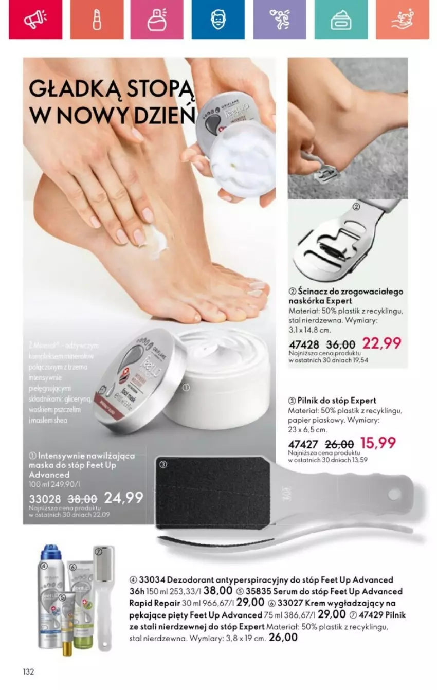 Gazetka promocyjna Oriflame - ważna 19.01 do 08.02.2025 - strona 38 - produkty: Dezodorant, Feet Up, Krem wygładzający, Maska, Maska do stóp, O nas, Papier, Pilnik, Rum, Ser, Serum, Serum do stóp