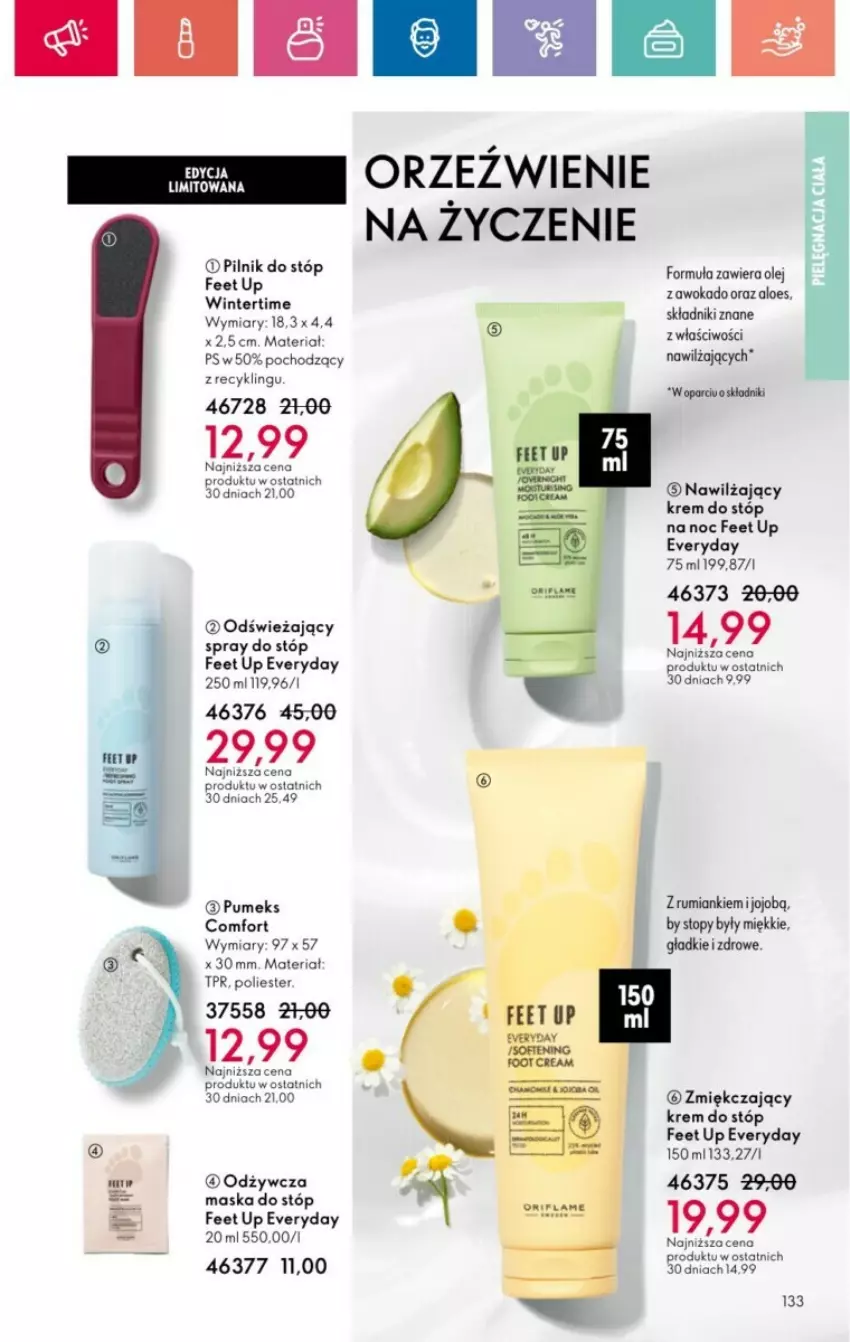 Gazetka promocyjna Oriflame - ważna 19.01 do 08.02.2025 - strona 39 - produkty: Feet Up, Krem do stóp, Maska, Maska do stóp, Olej, Pilnik, Pumeks, Rum, Top