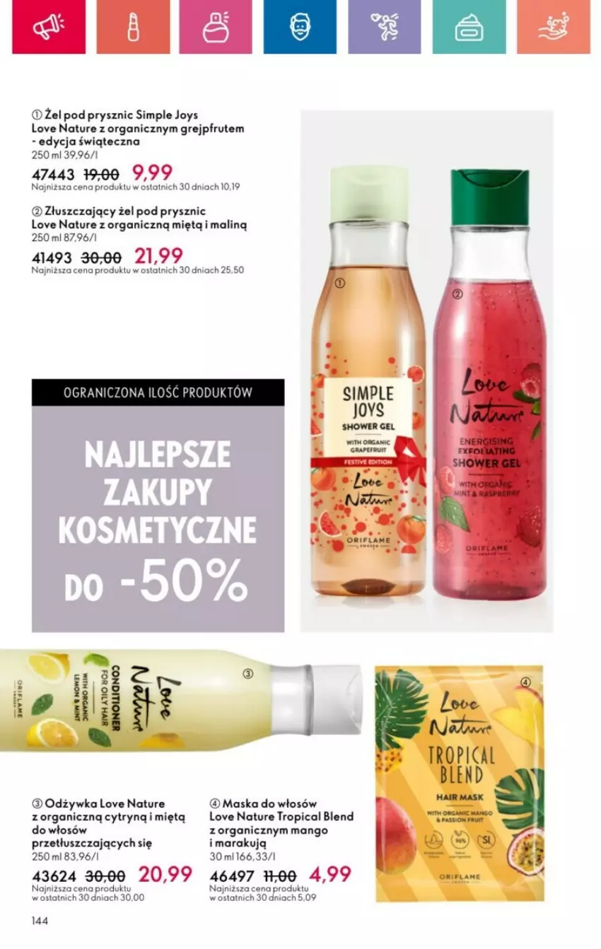 Gazetka promocyjna Oriflame - ważna 19.01 do 08.02.2025 - strona 51 - produkty: Gra, Grejpfrut, Love Nature, Mango, Maska, Maska do włosów, Odżywka, Tropical