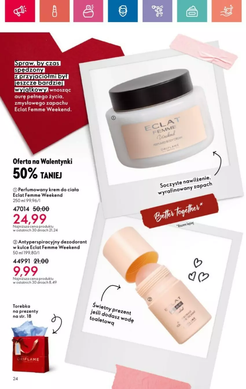 Gazetka promocyjna Oriflame - ważna 19.01 do 08.02.2025 - strona 82 - produkty: Dezodorant, Eclat, Krem do ciała, Perfum, Torebka