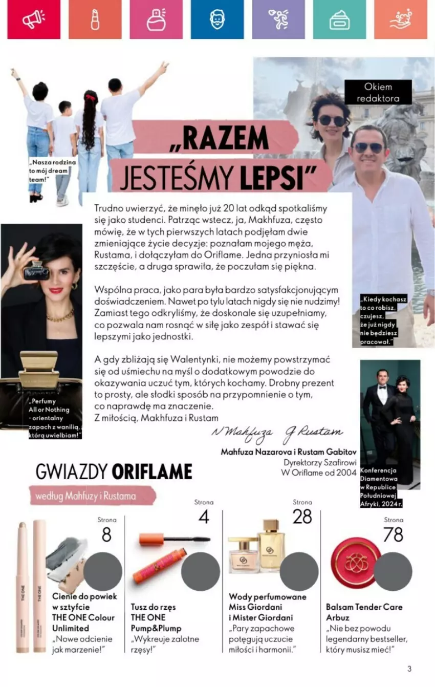 Gazetka promocyjna Oriflame - ważna 19.01 do 08.02.2025 - strona 88 - produkty: Arbuz, Fa, Koc, Miss Giordani, Mister Giordani, Mus, Oriflame, Perfum, Rust, Tender Care, The ONE, Tusz, Woda