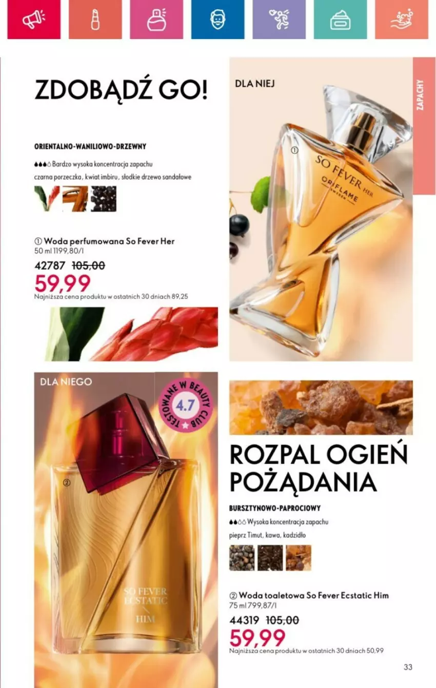 Gazetka promocyjna Oriflame - ważna 19.01 do 08.02.2025 - strona 92 - produkty: Bursztyn, Imbir, Kawa, Perfum, Pieprz, Por, Sandał, So Fever Her, Sok, Woda, Woda perfumowana, Woda toaletowa