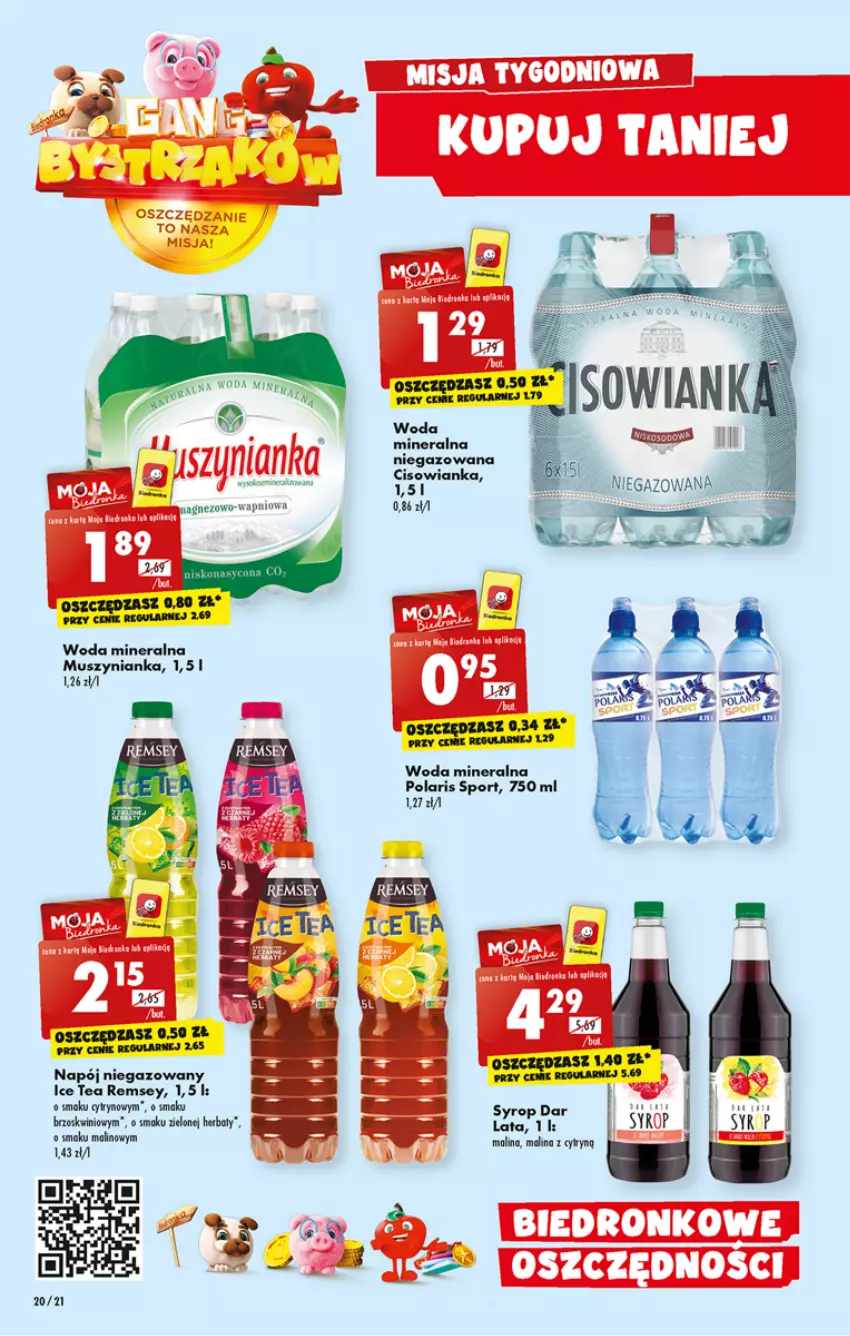 Gazetka promocyjna Biedronka - W tym tygodniu - ważna 12.09 do 18.09.2022 - strona 20 - produkty: Cisowianka, Magnez, Mus, Muszynianka, Napój, Napój niegazowany, O nas, Palette, Por, Sport, Syrop, Woda, Woda mineralna