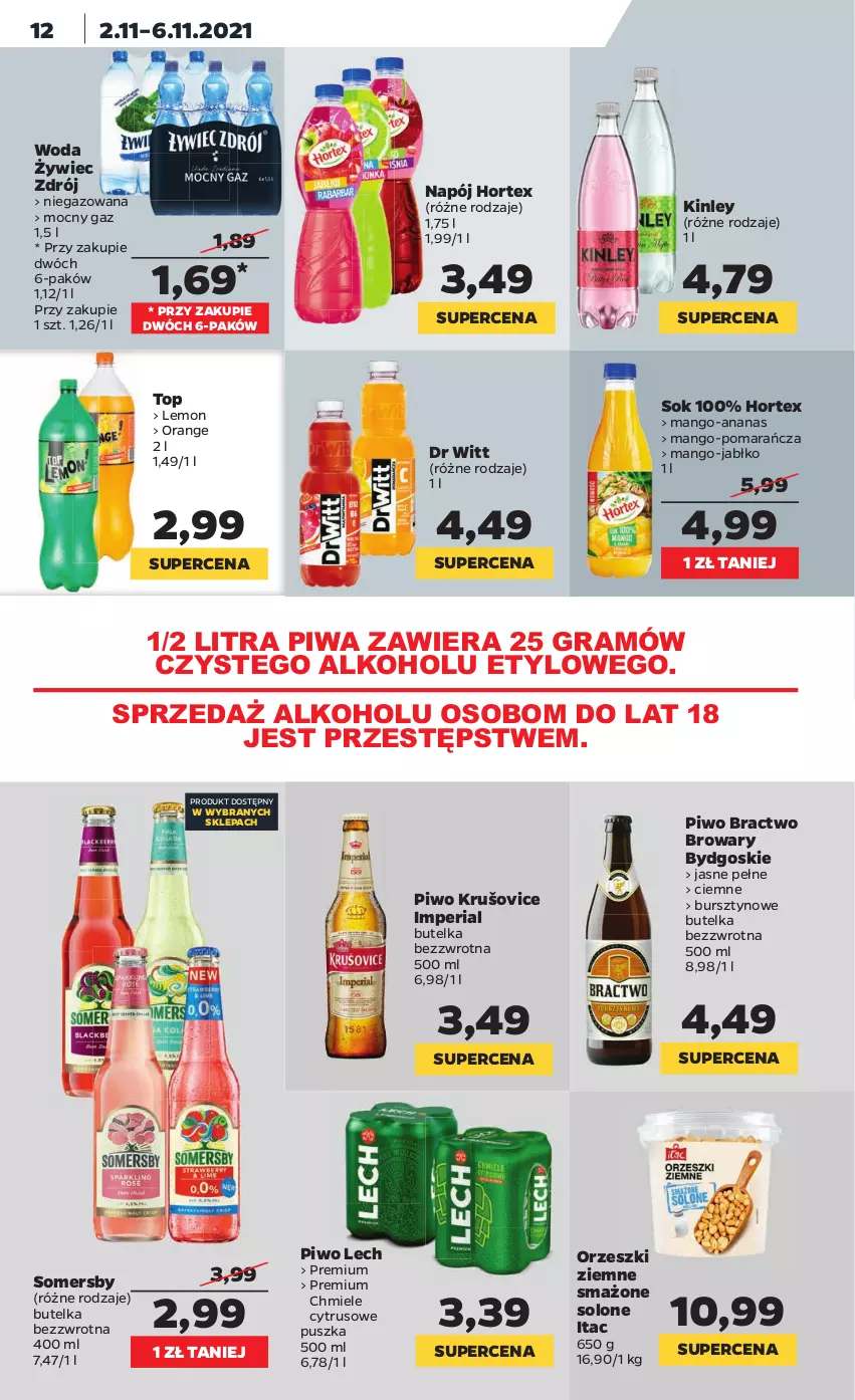 Gazetka promocyjna Netto - Gazetka spożywcza - ważna 01.11 do 06.11.2021 - strona 12 - produkty: Ananas, Bursztyn, Gra, Hortex, Mango, Napój, Orzeszki, Orzeszki ziemne, Piwa, Piwo, Sok, Somersby, Top, Woda